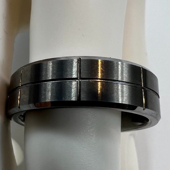 Triton Tungsten Carbide TC.850 Men's Wedding Band Ring with Diamond - Picture 3 of 14